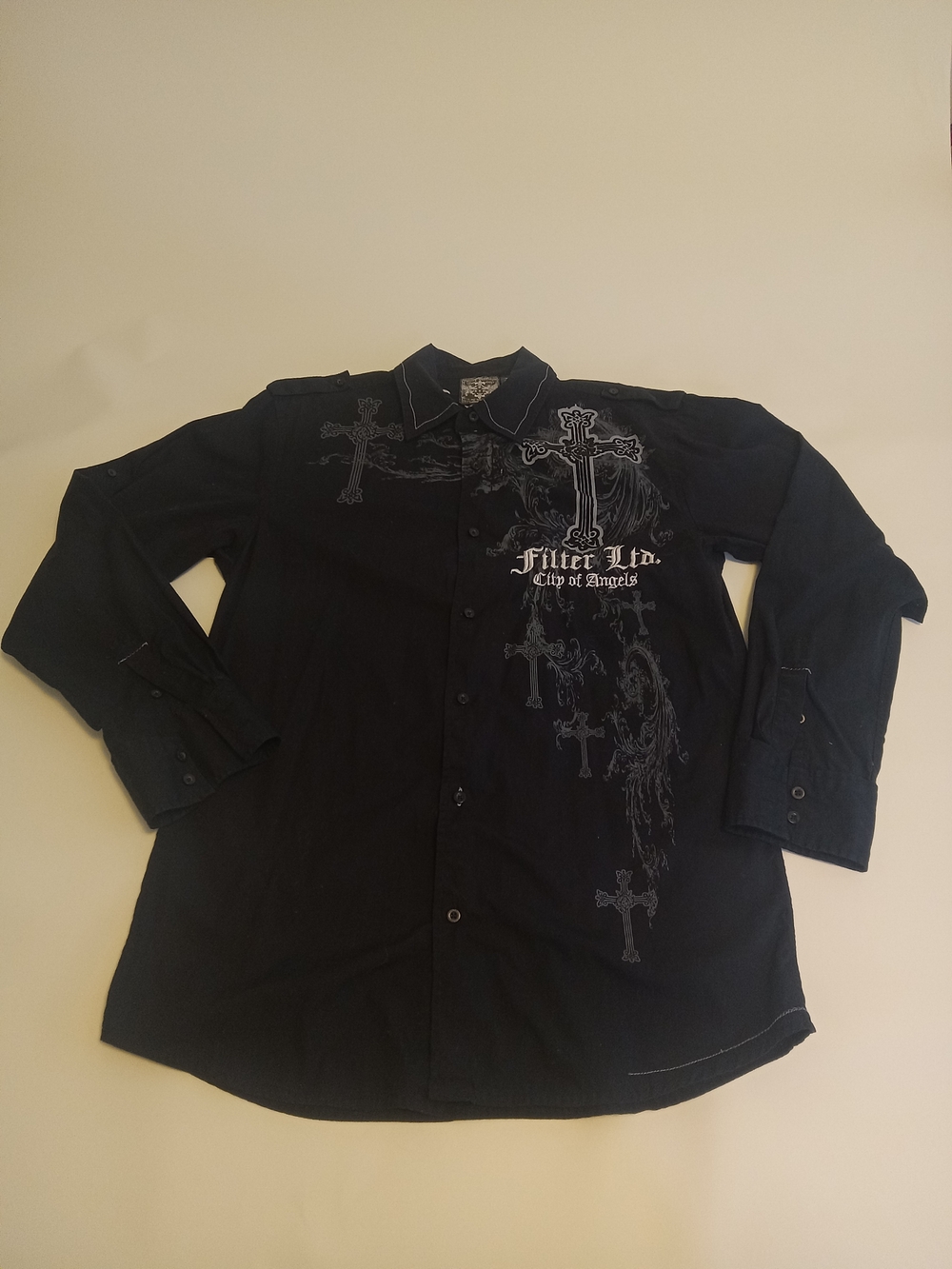 Filtered City Of Angels Ltd. Edition Men’s Black Graphic Button-Up Shirt Sz XL
